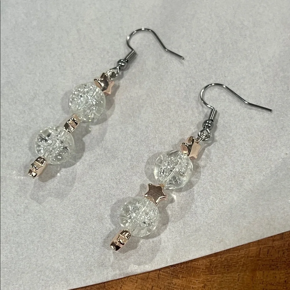 Chic Silver and Gold Star Drop Earrings